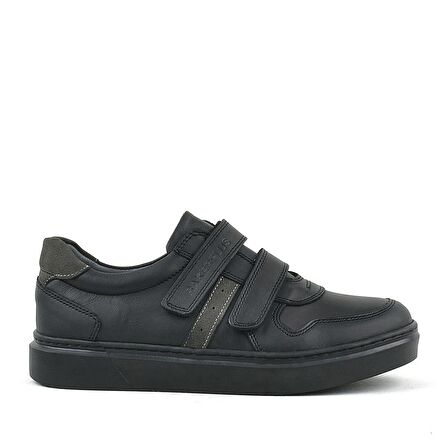 Rakerplus Hakiki Deri Siyah Cırtlı Erkek Çocuk Sneaker