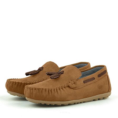 Rakerplus Taba Kahve Cırtlı Erkek Çocuk Makosen Ayakkabı