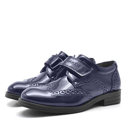 Rakerplus Lacivert Cırtlı Oxford Erkek Çocuk Rugan Ayakkabı