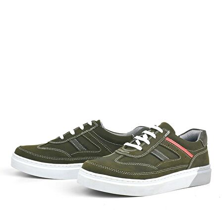 Rakerplus Hakiki Deri Haki Yeşil Çocuk Günlük Spor Okul Ayakkabı