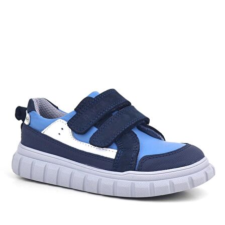 Rakerplus Hakiki Deri Lacivert Mavi Cırtlı Çocuk Günlük Spor Okul Ayakkabı