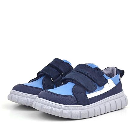 Rakerplus Hakiki Deri Lacivert Mavi Cırtlı Çocuk Günlük Spor Okul Ayakkabı