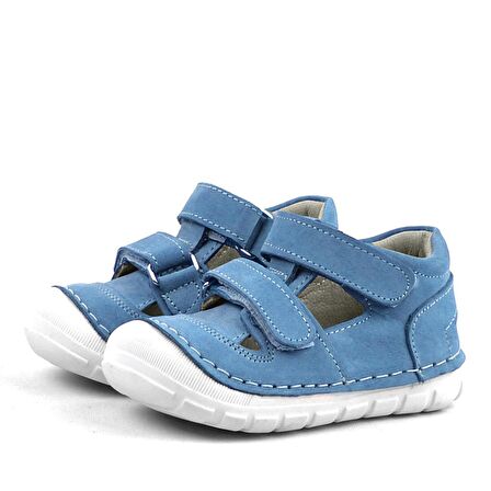 Rakerplus Ruby Hakiki Deri Mavi Yazlık İlk Adım Ayakkabısı