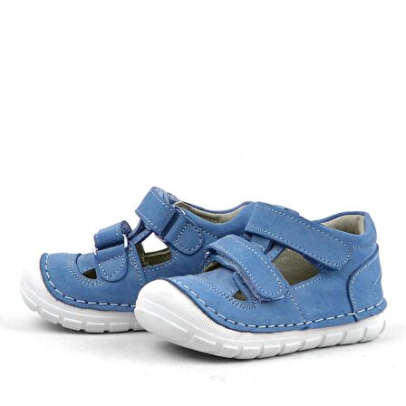 Rakerplus Ruby Hakiki Deri Mavi Yazlık İlk Adım Ayakkabısı