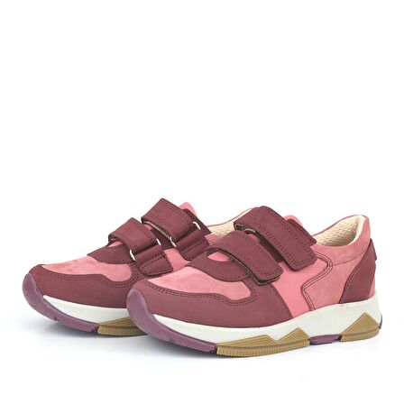 Rakerplus Hakiki Deri Bordo Pembe Kız Çocuk Sneakers Spor Ayakkabı