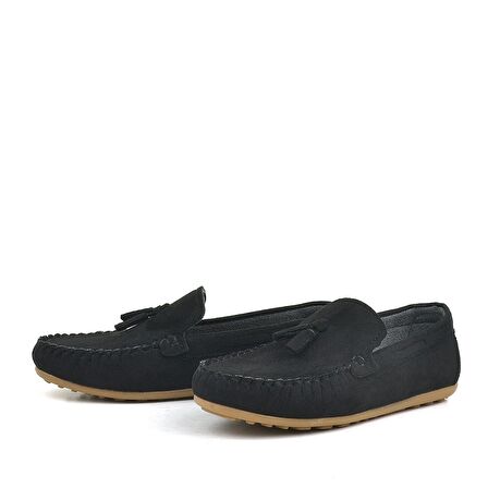 Rakerplus Siyah Süet Erkek Genç Mokasen Ayakkabı