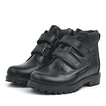 Rakerplus Neson Hakiki Deri Siyah Rugan Cırtlı Kız Çocuk Bot