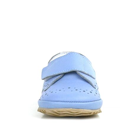 Hakiki Deri Mavi Cırtlı Bebek Patik Ayakkabı