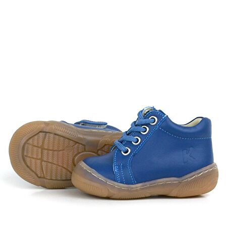 Anatomik Yumuşak Hakiki Deri Fermuarlı Lacivert Mavi Bebek Bot Ayakkabı