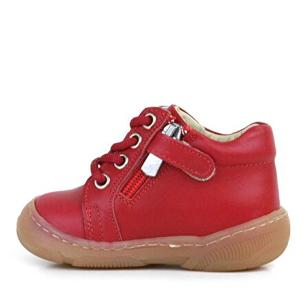 Anatomik Yumuşak Hakiki Deri Fermuarlı Kırmızı Bebek Bot Ayakkabı