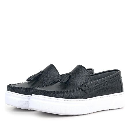 Rakerplus Siyah Cilt Erkek Çocuk Makosen Ayakkabı