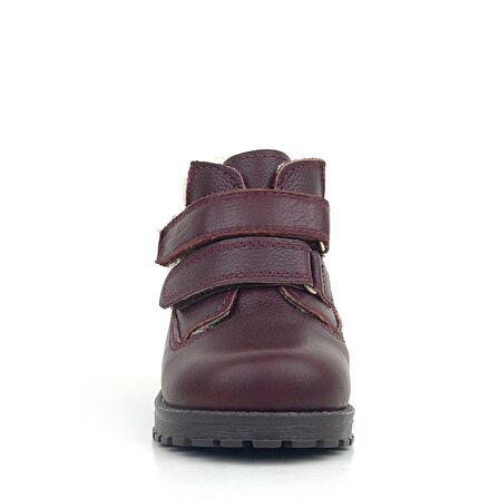 Rakerplus Neson Hakiki Deri Bordo Kürklü Cırtlı Bebek Bot