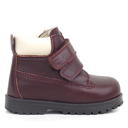 Rakerplus Neson Hakiki Deri Bordo Kürklü Cırtlı Bebek Bot