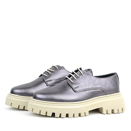 Rakerplus Platin Hakiki Deri Bağcıklı Oxford Günlük Ayakkabı