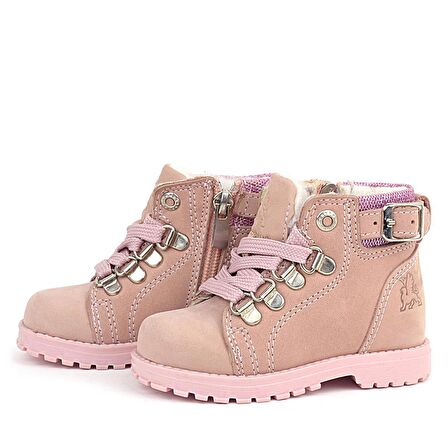 Rakerplus Griffon Hakiki Deri Pembe Simli Fermuarlı Kız Bebek Bot