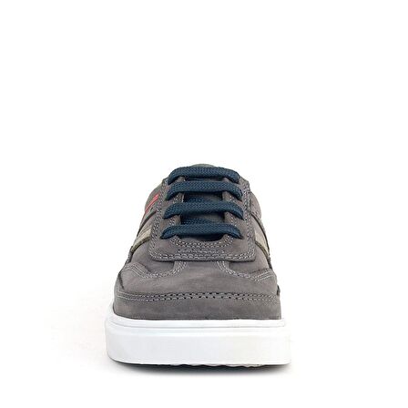 Rakerplus Gri Hakiki Deri Bağcıklı Erkek Çocuk Sneaker Ayakkabı