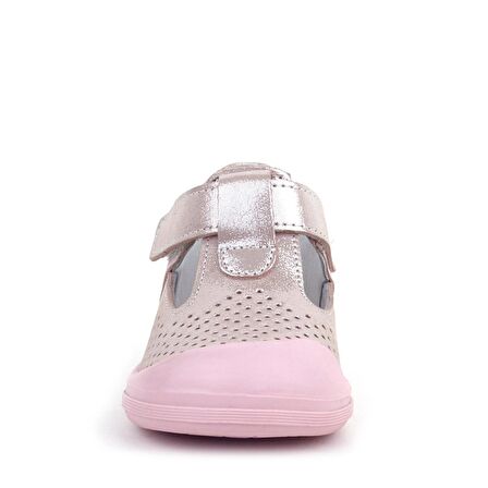 Rakerplus Shaun Hakiki Deri Pembe Simli Cırtlı Anatomik Bebek Sandalet Ayakkabı