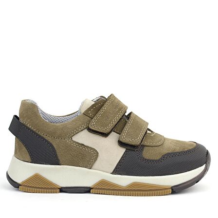 Rakerplus Hakiki Deri Vizon Kahve Çocuk Cırtlı Sneakers Spor Ayakkabı