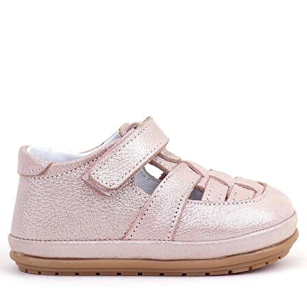 Rakerplus Muppet Hakiki Deri Simli Pudra Cırtlı Anatomik Bebek Sandalet Ayakkabı