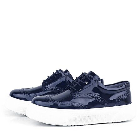 Rakerplus Lacivert Rugan Beyaz Taban Oxford Çocuk Klasik Ayakkabı