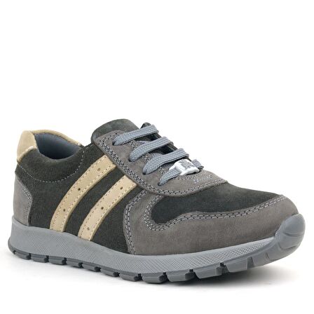 Rakerplus Deri Gri Kum Rengi Fermuarlı Spor Ayakkabı Sneaker