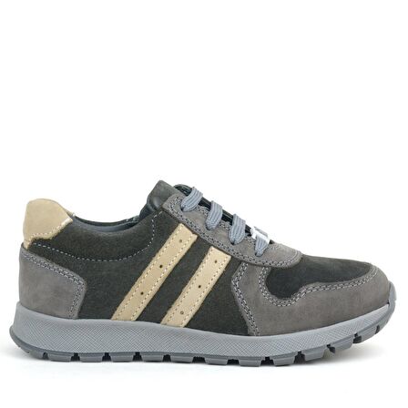 Rakerplus Deri Gri Kum Rengi Fermuarlı Spor Ayakkabı Sneaker