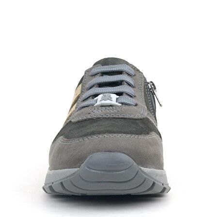 Rakerplus Deri Gri Kum Rengi Fermuarlı Spor Ayakkabı Sneaker