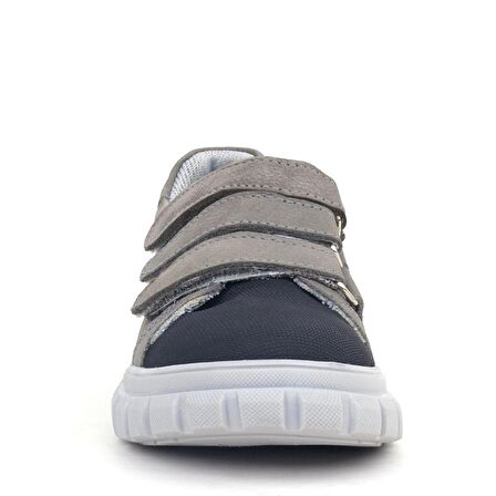 Rakerplus Hakiki Deri Siyah Gri Cırtlı Çocuk Günlük Spor Okul Ayakkabı