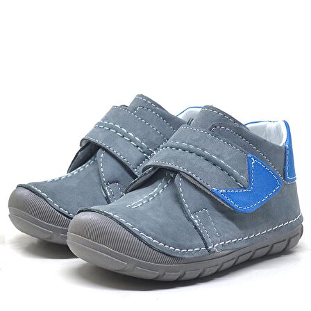 Rakerplus Popeye Hakiki Deri Gri Mavi İlk Adım Unisex Bebek Ayakkabısı