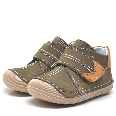 Rakerplus Popeye Hakiki Deri Haki İlk Adım Unisex Bebek Ayakkabısı