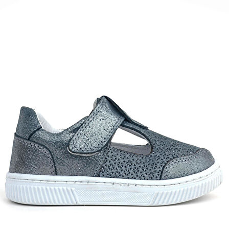 Rakerplus Bheem Hakiki Deri Gümüş Simli Cırtlı Bebek Sneaker Sandalet