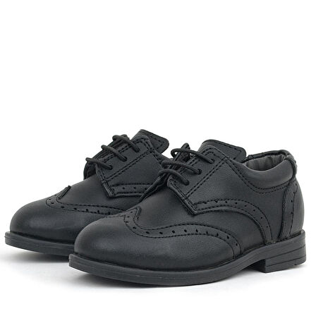 Rakerplus Titan Siyah Mat Bağcıklı Erkek Bebek Ayakkabı