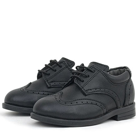 Rakerplus Titan Siyah Mat Bağcıklı Erkek Bebek Ayakkabı