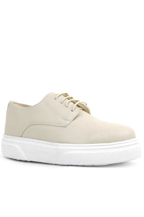 Rakerplus Derby Krem Cilt Yüksek Taban Çocuk Klasik Ayakkabı