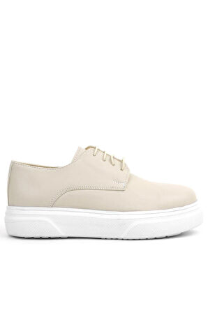 Rakerplus Derby Krem Cilt Yüksek Taban Çocuk Klasik Ayakkabı