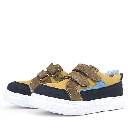 Rakerplus Hakiki Deri Taba Yüksek Taban Cırtlı Çocuk Günlük Spor Ayakkabı