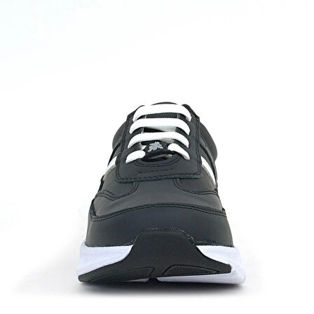 Rakerplus Hakiki Deri Anatomik Siyah Beyaz Bağcıklı Hafif Çocuk Spor Ayakkabı