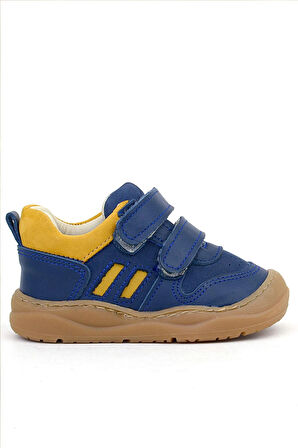 Rakerplus Schaggy Hakiki Deri Lacivert Sarı Bebek Spor Ayakkabı