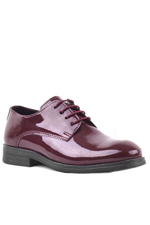 Rakerplus Bordo Rugan Bağcıklı Oxford Çocuk Okul Ayakkabısı