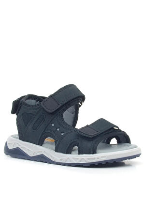 Rakerplus Hakiki Deri Siyah Nubuk Cırtlı Çocuk Sandalet Ayakkabı