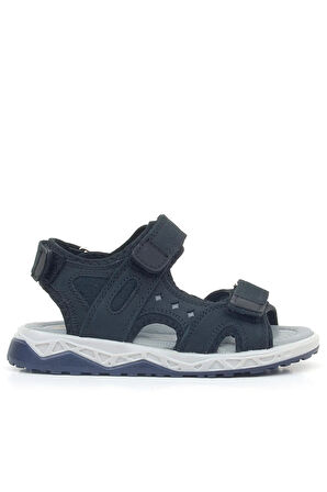 Rakerplus Hakiki Deri Siyah Nubuk Cırtlı Çocuk Sandalet Ayakkabı