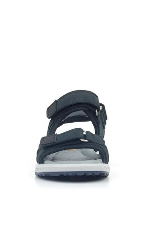 Rakerplus Hakiki Deri Siyah Nubuk Cırtlı Çocuk Sandalet Ayakkabı