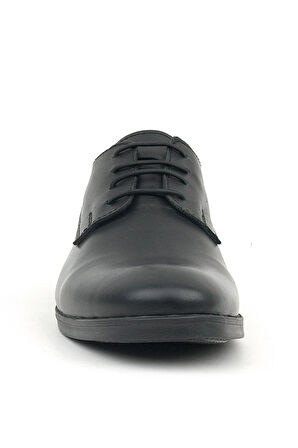 Rakerplus Hakiki Deri Siyah Cilt Bağcıklı Oxford Çocuk Ayakkabı