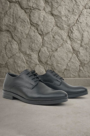 Rakerplus Hakiki Deri Siyah Cilt Bağcıklı Oxford Çocuk Ayakkabı
