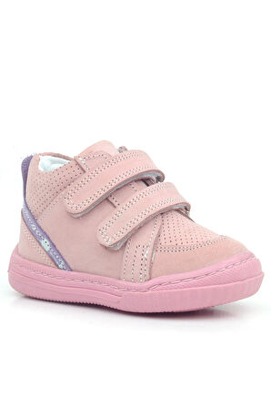 Rakerplus Raya Hakiki Deri Pembe Cırtlı Kız Bebek Bot