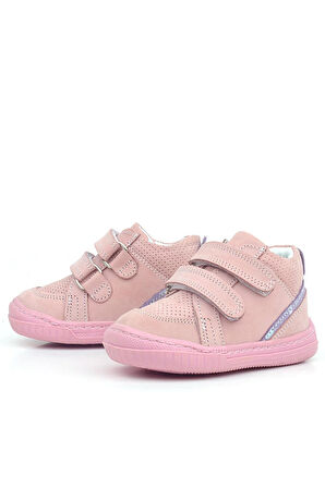 Rakerplus Raya Hakiki Deri Pembe Cırtlı Kız Bebek Bot