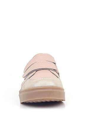 Rakerplus Pudra Simli Hakiki Deri Cırtlı Kız Çocuk Sneaker Ayakkabı