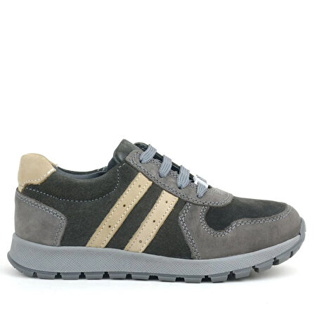 Rakerplus Deri Gri Kum Rengi Fermuarlı Sneaker Spor Ayakkabı