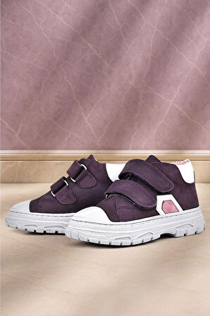 Rakerplus Tails Hakiki Deri Mor Cırtlı Çocuk Spor Bot