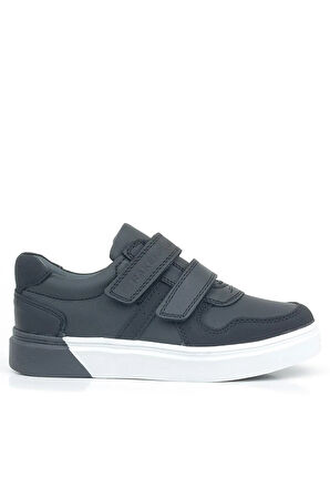 Rakerplus Hakiki Deri Siyah Beyaz Cırtlı Erkek Çocuk Sneaker
